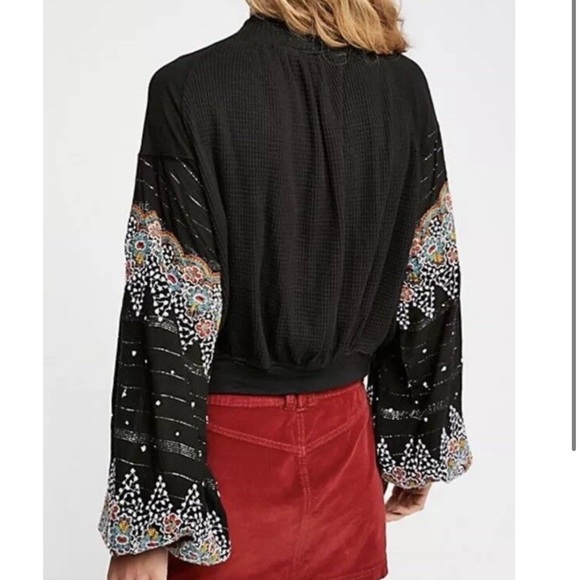 Free People Women's Floral Embroidered Technicolor Dream Blouse Tunic - Picture 9 of 9